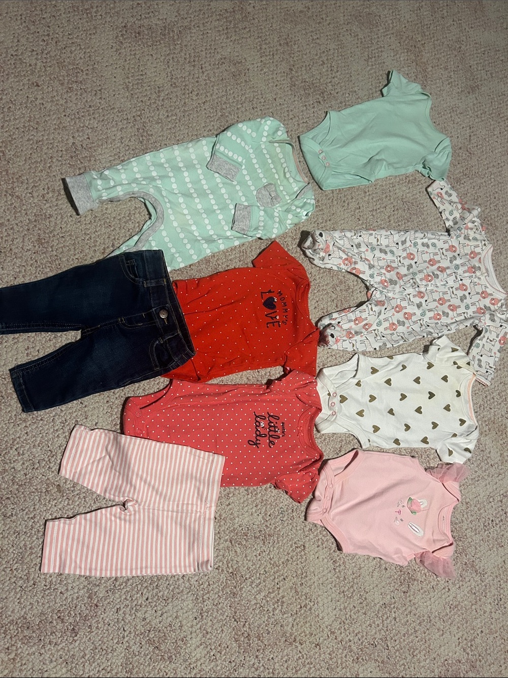 Carter's Girls' Mixed Onesie & Sleepwear Set in Mint, Coral, Pink & Navy